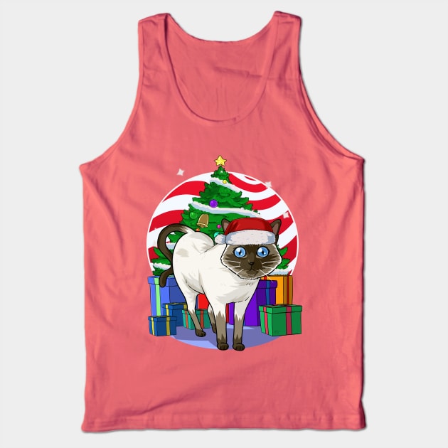 Siamese Cat Santa Christmas Gift Tank Top by Noseking